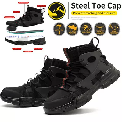 Mens Work Shoes Steel Top Safety Shoes High Top Sneakers Indestructible Boots • $29.75