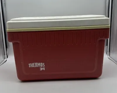 Vintage Thermos Red 34 Quart Cooler Ice Chest With Lid Made In USA Model 7734 • $25