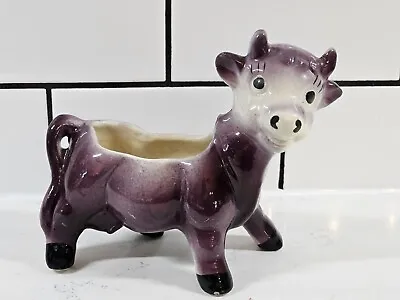 Vintage 1960s Kitsch Ceramic Purple Cow Planter  • £15.13