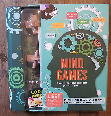 Spice Box Mind Games Set Brain Power Booster Puzzles Tangrams Brain Teasers • $11.95