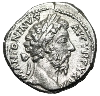 Marcus Aurelius AR Denarius  Victory Trophy  Rome 172-173 AD Good Very Fine • $270