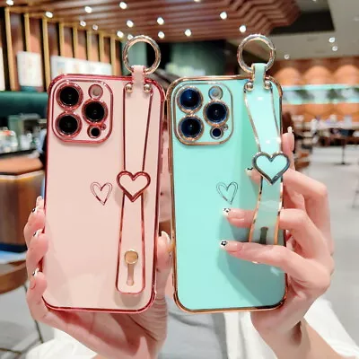 $2.74 • Buy Love Heart Wrist Strap Case For IPhone 14 13 12 11 Pro Max XR 8 Plus Phone Cover