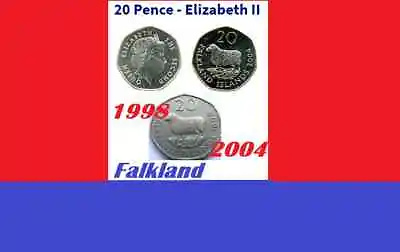 Falklands Islands Coin 20p Pence 1998 2004 Sheep Grazing Seven Sides CIRC • £2.44