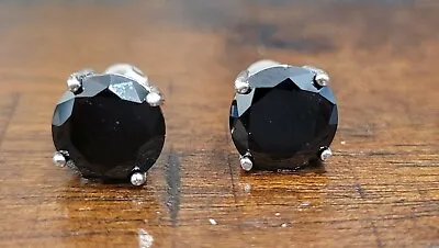 925 Sterling Silver Black Tourmaline Cute Stud Earrings Gift For Women 4ct • $18