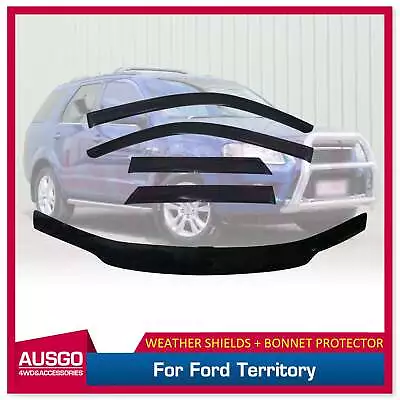 AUSGO Bonnet Protector + Luxury Weather Shields For Ford Territory 2004-2011 • $157.31