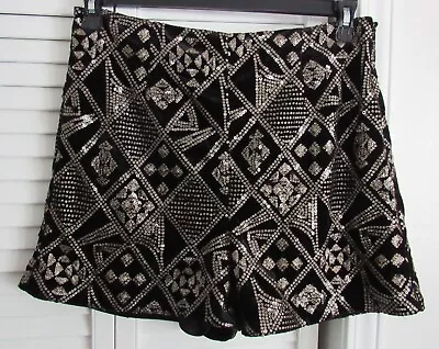 Zara Basic Sequinned & Gold Black Velvet Dress Short Shorts - Size Large • $40