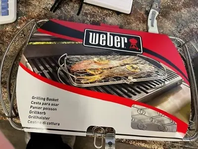 Weber Large Stainless Steel Fish Vegetable Basket For Grill 16  X 10   NEW #6471 • $33.49