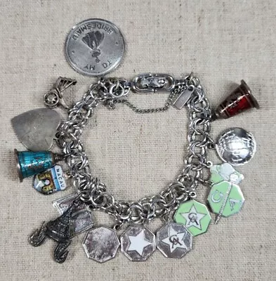 41 Grams Vintage Sterling Silver Charm Bracelet Girls Baptist Auxiliary Sterling • $19.99