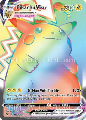 $6 • Buy Pikachu STICKER VMAX 188/185 VIVID VOLTAGE Rainbow Pokemon Card Sticker