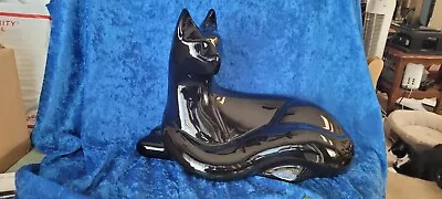 Vintage Royal Haeger Reclining Black Cat Figurine Statue Glossy Art Deco 10  • $54