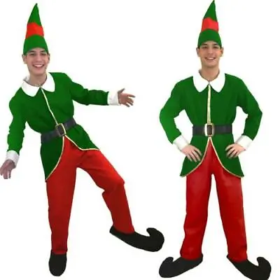Mens Elf Santas Little Helper Fancy Dress Boys Xmas Costume Christmas Outfit  • £19.99