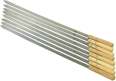 25619 23 Inch Long 5/8 Inch Wide 2mm Thin Stainless Steel BBQ Skewers 8 Pc • $25.99