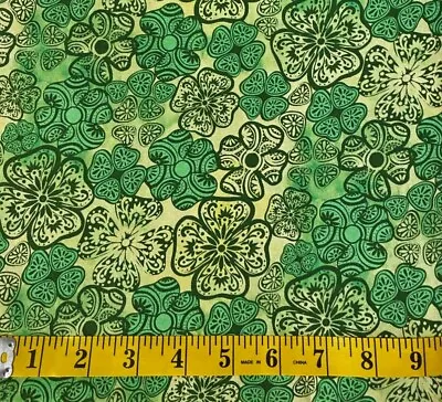 Fabric Susan Winget Green Shamrock Clover St. Patricks Day 100% Cotton Quilt BTY • $14.99