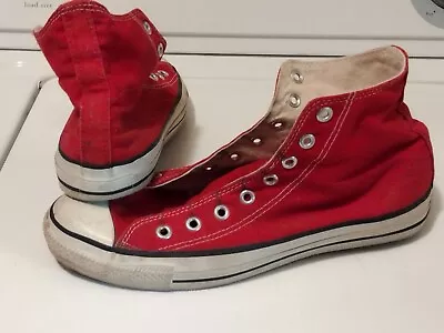 Worn Collectible Wearable Sz 9 Vintage Red Converse High Tops Chuck Taylor • $29.95
