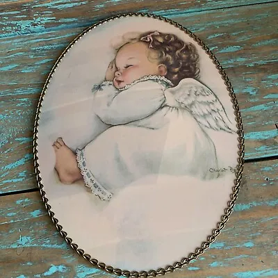 Vintage Flue Cover Sleeping Angel Gallery Graphics Inc New Old Stock Oval USA • $18.95