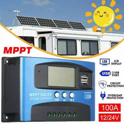 100A MPPT Solar Panel Battery Regulator Charge Controller Dual USB Tool 12V/24V • £17.99