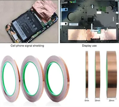 20M Tape Length Conductive Copper Foil Tape Self Adhesive EMI Shielding Tapes UK • £2.88