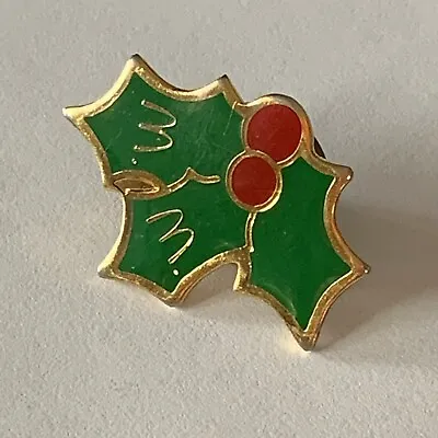 Vtg McDonalds Christmas Holly Enamel Lapel Pin Mistletoe Tie Tack Holiday • $9.95