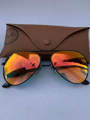 Ray-Ban Aviator Sunglasses 002/4W RB3025 58m Black Frame & Orange Gradient Flash • $1.25