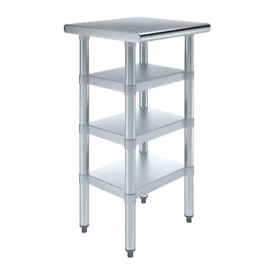 18 In. X 18 In. Stainless Steel Work Table With 3 Shelves | Metal Utility Table • $269.95