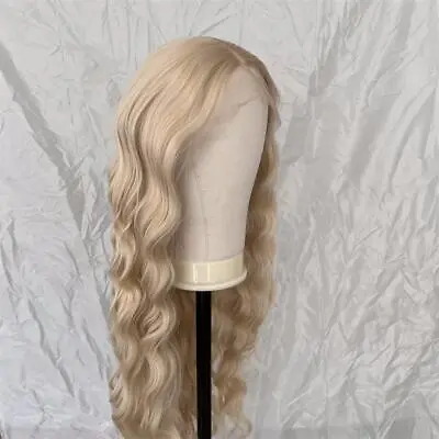 Synthetic Hair Glueless Lace Front Wig Heat Resistant Water Wavy Bleached Blonde • £24.69