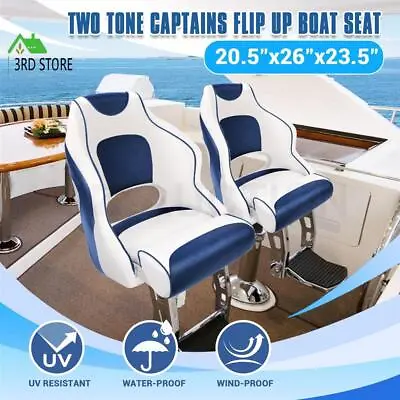 OGL Captains Bucket Boat Seats Seat Helm Chair Flip Up Bolster All Weather Blue • $378