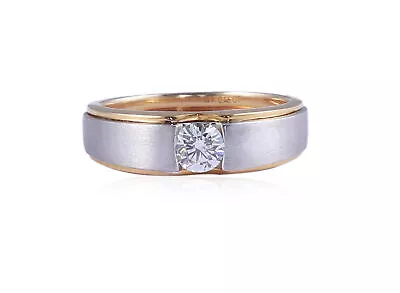 0.30 Cts F/VS1 Round Brilliant Cut Diamond Men's Solitaire Ring In 585 14K Gold • $1668.86