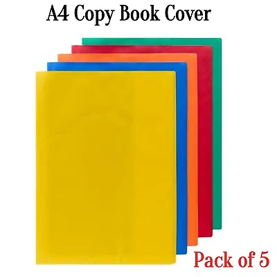 A4 Student School Notebook Cover Colour Copy Book Case Heavy Duty PVC Pack Of 5 • £4.49