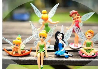 6PC/Set Tinkerbell Fairy Princess Action Miniature Figure Cake Topper Doll Toys • £7.66