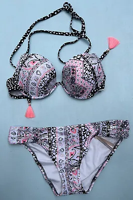 Victorias Secret Swim Suit NWT L Knockout Bikini Bottoms Padded Fabulous Top 34D • $40.50