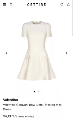 Valentino Garavani Bow-Detail Pleated Mini Dress - Worn Once - Size 36 • $180