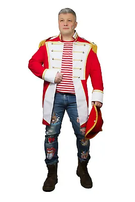 Uniform Carnival Soldier Napoleon Jacket Fancy Dress Costume Party Red White G • £129.13