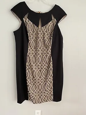Dress Barn Size 22 Black Cut Out Cap Sleeve Mesh Inset Sheath Knit Dress • $32.88