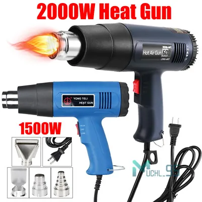1500W Heat Gun Hot Air Wind Blower Dual Temperature Power Heater Tool W/4 Nozzle • $16.69