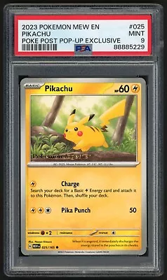 Pikachu MEW EN 025/165 Poke Post Pop-Up Exclusive Pokemon Together Promo PSA 9 • $61.60