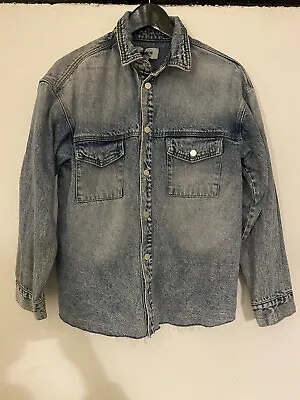 New Look Acid Wash Thick Denim Shirt Uk Size 10 Eur 38 • £15.99