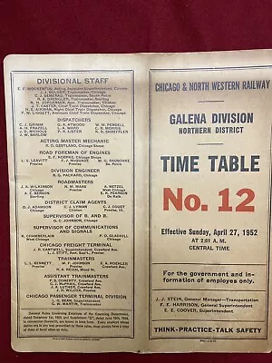 $14.99 • Buy Vintage Chicago & North Western Railway Employee Time Table