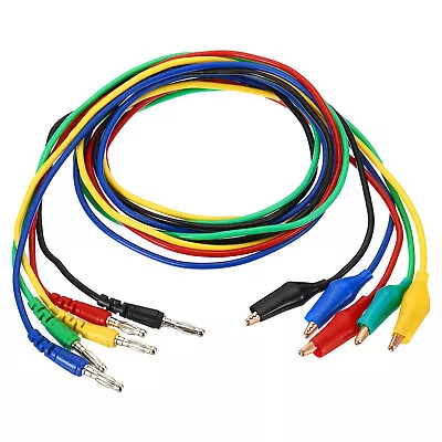 4mm Banana Plug To Alligator Clip Test Leads 5 Pcs Copper Cable Multicolor • $25.32