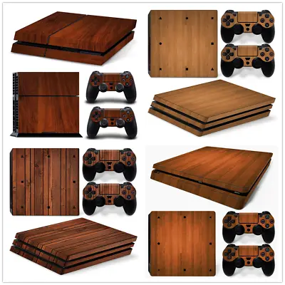 $9.50 • Buy Wood Grain Decal Skin Sticker For  PS4 / PS4 PRO / PS4 SLIM Console +Controllers