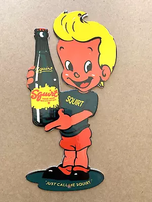 Vintage Squirt Boy & Bottle Soda Pop Gas Motor Oil Collectors Porcelain Sign • $51