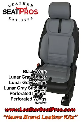 Leather Seat Covers 2021-24 Ford F-150 SuperCrew SuperCab XLT Black Lunar Gray • $758.99