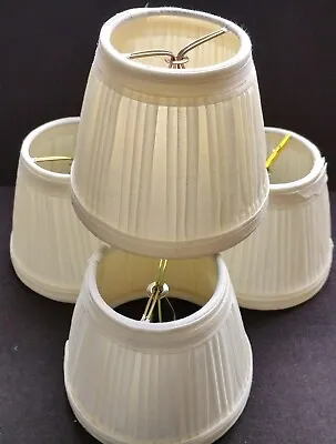 4 X  Cream Pleated Clip On Candle Lampshades -  (s) • £25