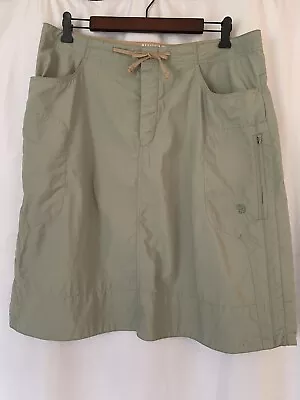 Mountain Hardwear OL1631 Khaki Green Zip Pockets Skirt Outdoor Women’s Size 12 • $22