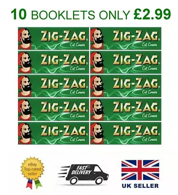 10x ZIG ZAG GREEN ROLLING PAPERS REGULAR 10 BOOKLETS TOBACCO RIZLA PAPERS FILTER • £2.99