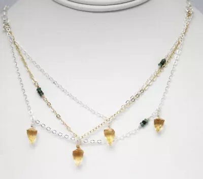 Citrine And Mystic Quartz Gem Stone Single Strand Necklace. G34 • $29.99