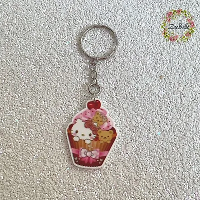 £3.75 • Buy Acrylic Cute Hello Kitty Cupcake Japan Sanrio Keyring Keychain Handmade Gift