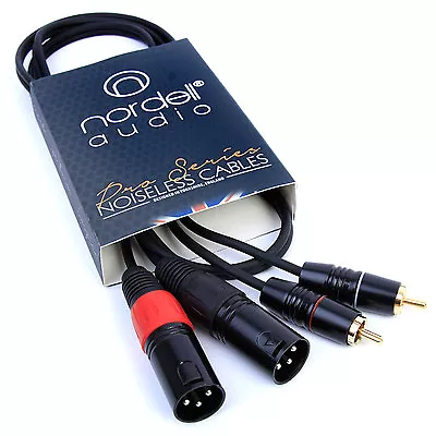 2 X Male XLR To RCA Phono Lead Cable 1.5m 5ft • £9.97