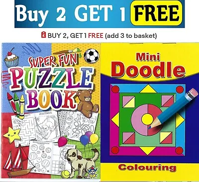 Set 2 X Colour Doodle Colouring Puzzle Books  Activity Kids Adults Party Art • £1.89