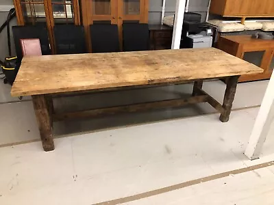 Vintage Large Rustic Reclaimed Solid Oak Dining Table • £795
