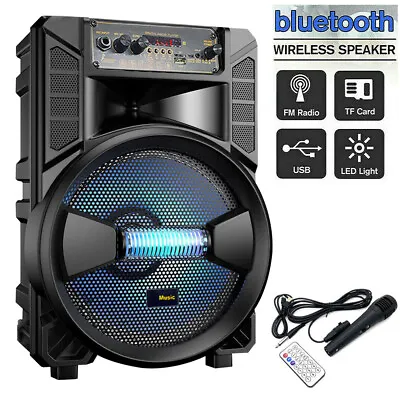 8  2500W Portable Bluetooth Party Speaker Sub Woofer Heavy Bass Sound System Mic • $37.90